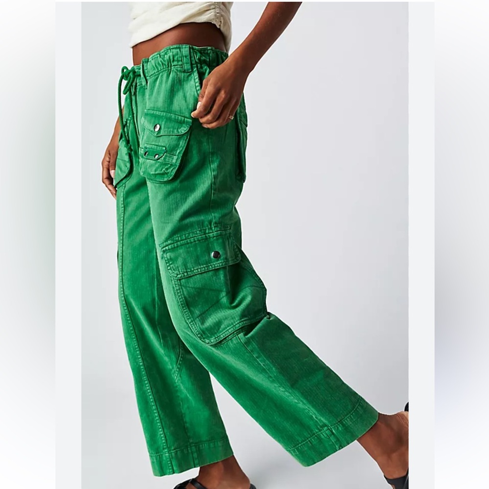 Free People Green Ankle Cargo Pants
